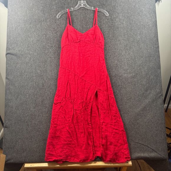 Zara Red Linen Maxi Sundress- Effortlessly Stylish – The Outfit‎ Maker You Need - Picture 1 of 8